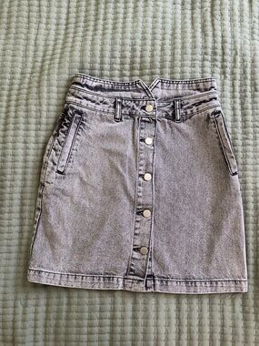 ASOS Grey Button-Front Mini Skirt